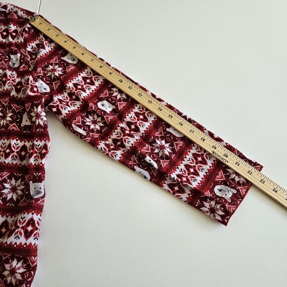 Old Navy Holiday Pajama Set Women L Polar Bear Snowflake Print Red White - Picture 3 of 16